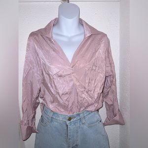 Baby pink v neck blouse